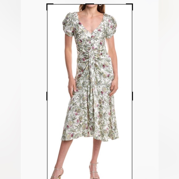 cinq a sept Dresses & Skirts - cinq a sept Floral Midi Dress in Green and Pink